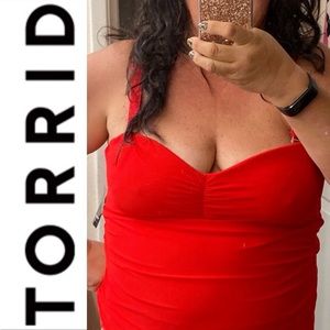 Nwt Torrid Red Ruched One Piece Swimsuit 1X